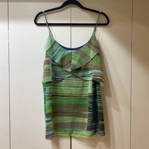 Cabi Spaghetti straps, ruffle, lined with a blue base, multi color size XL